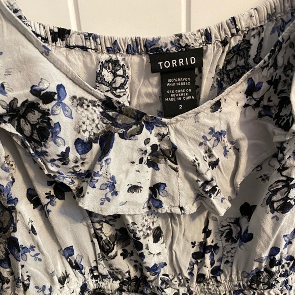 ❌SOLD❌ FLORAL PRINT CHALLIS RUFFLE BABYDOLL TOP - Picture 4 of 5